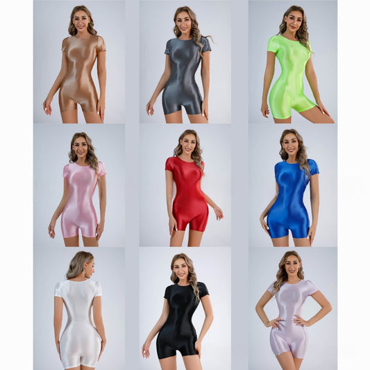 Oil Shiny Bodysuit Shorts