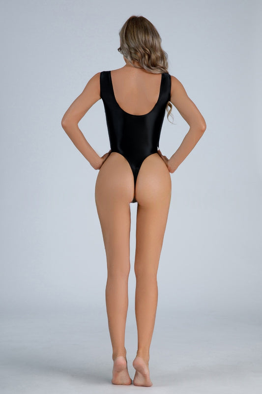 Glossy Sexy Bodysuit With Stockings