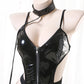 Revealing Black Bodysuit Bdsm Latex Lingerie Extreme Teddy