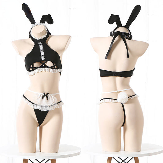 Nasty Role Play Lingerie Set Couples White Bunny Sexy Costume  Maid