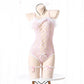 Extreme Pink Bodysuit Cat Mesh Lingerie Bunny Costume Teddy