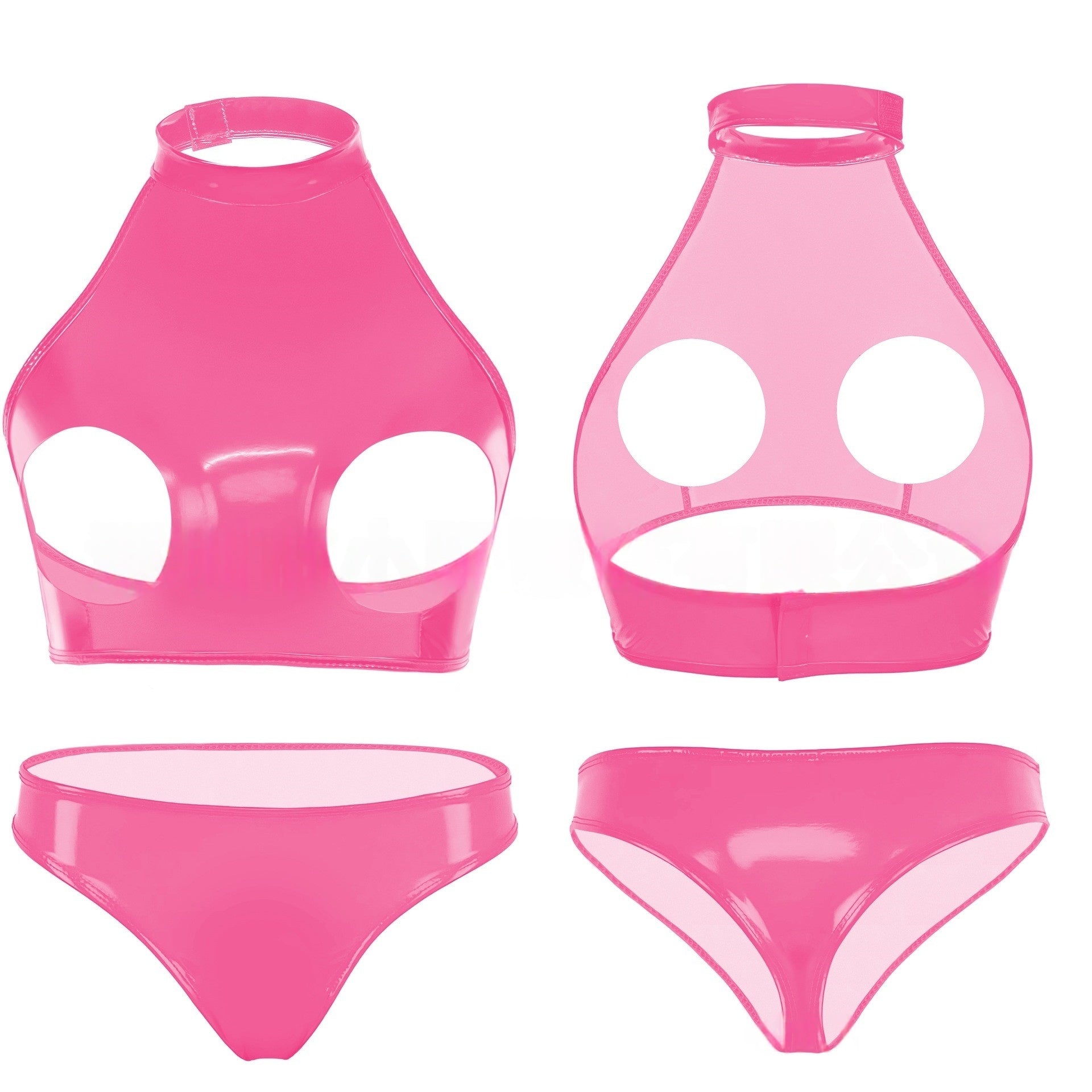 Turtleneck Latex Lingerie Women Peekaboo