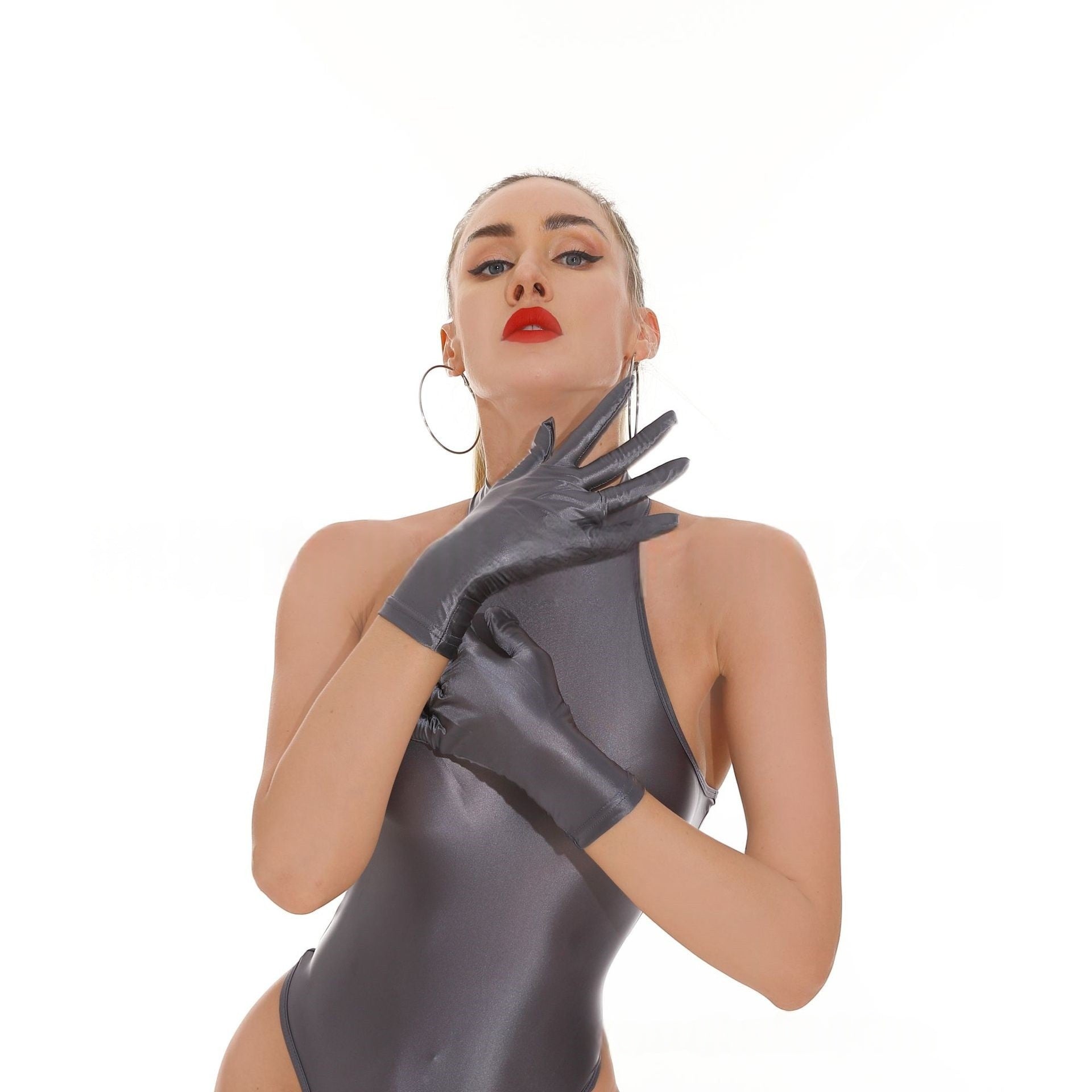 Turtle Neck Oil Shiny Sexy Bodysuit