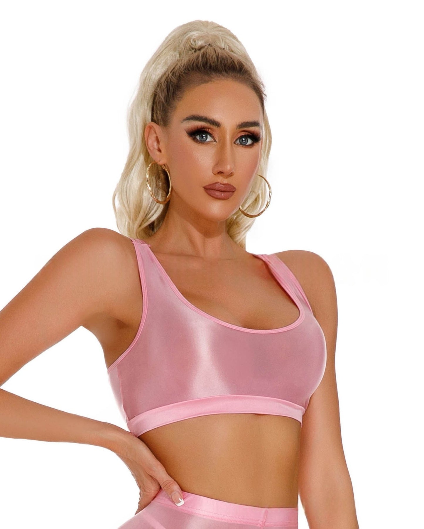 Oil Shiny Sexy Bra Erotic Yoga