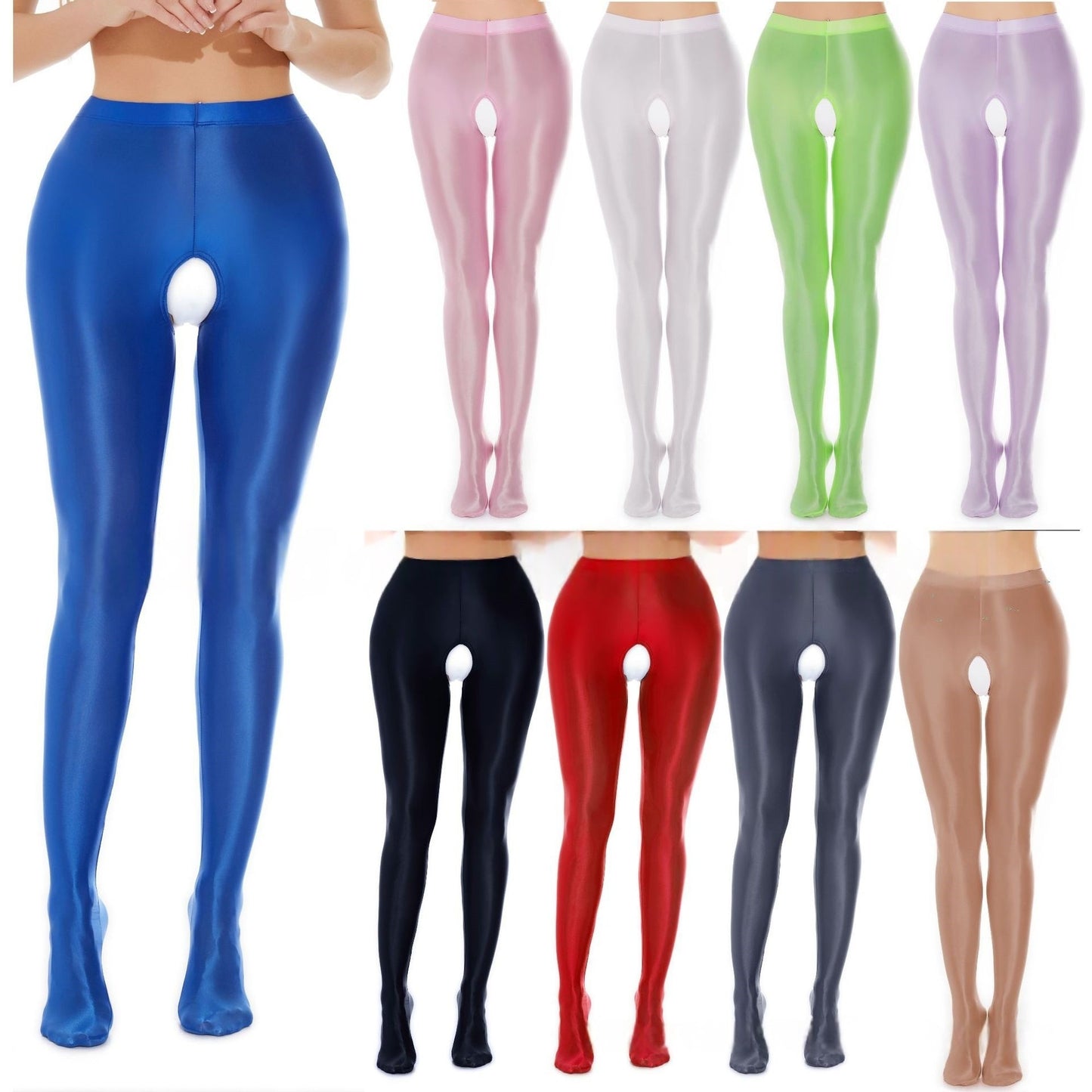 Glossy Crotchless Tights