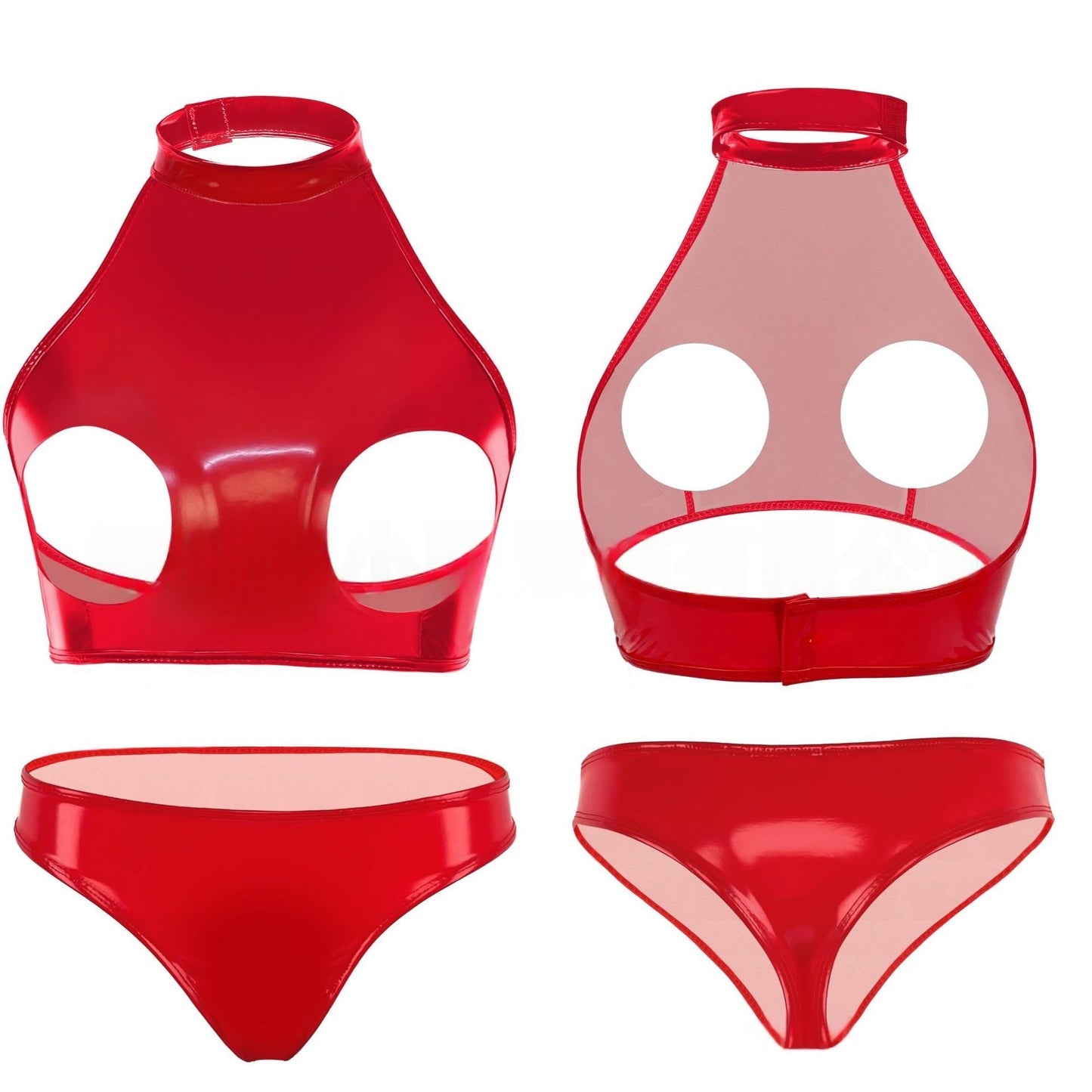 Turtleneck Latex Lingerie Women Peekaboo