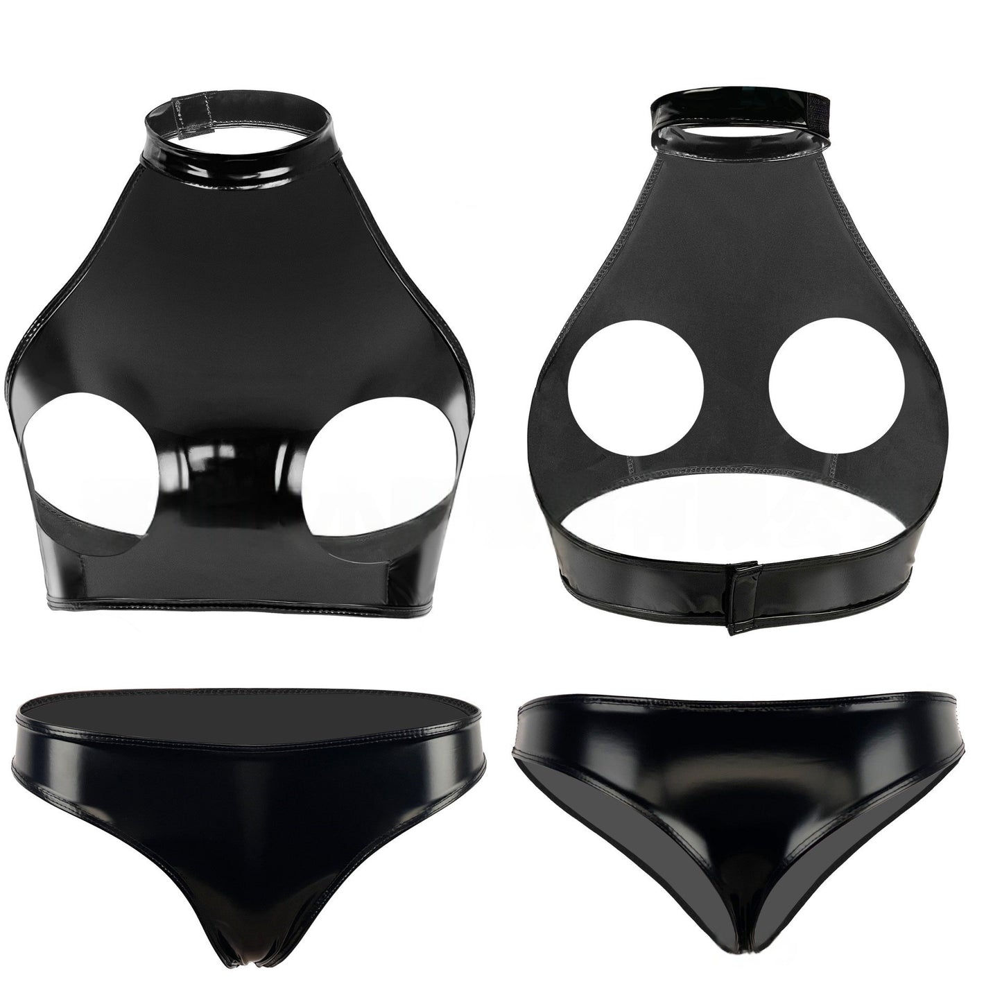 Turtleneck Latex Lingerie Women Peekaboo