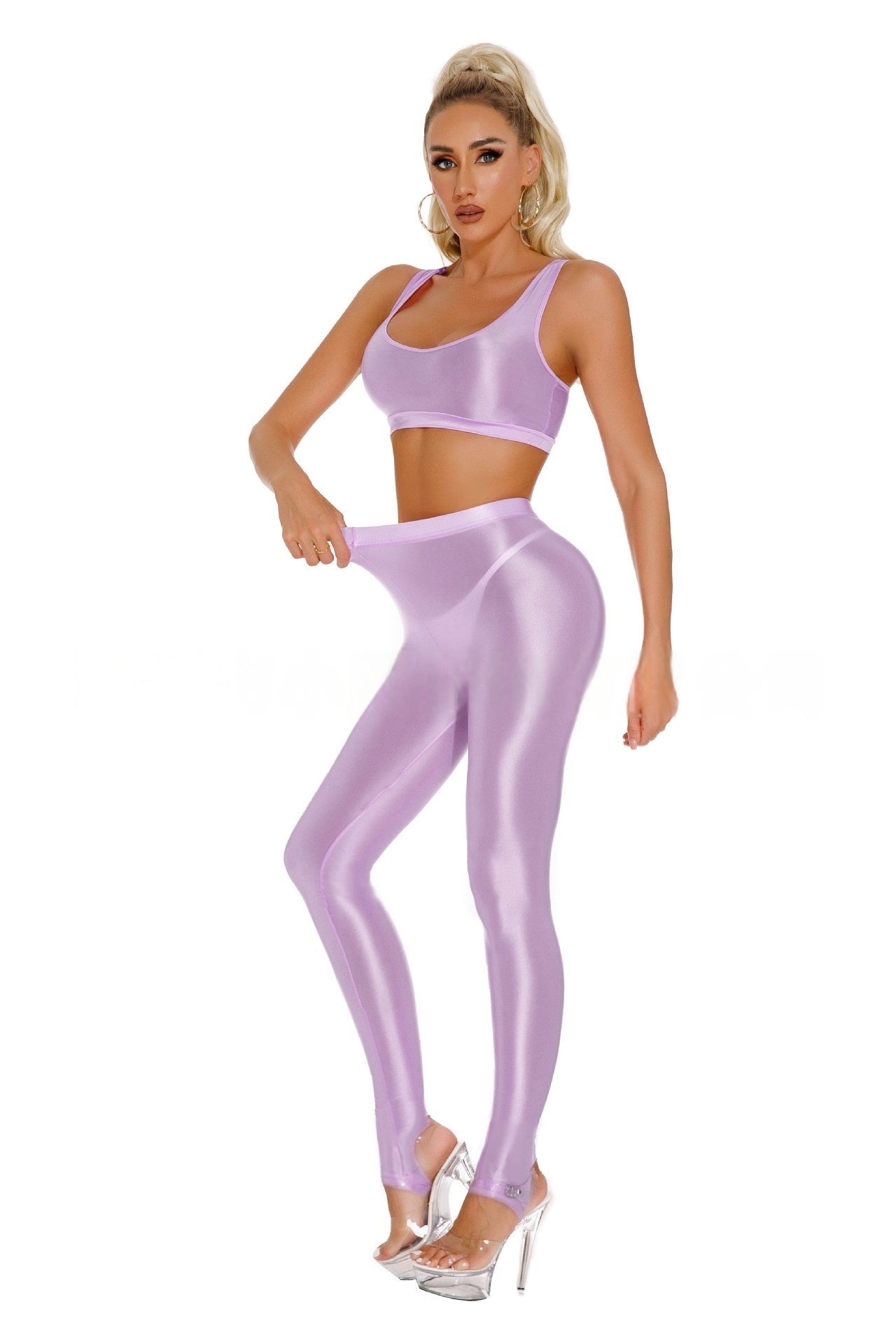 Oil Shiny Sexy Lingerie With Leggings