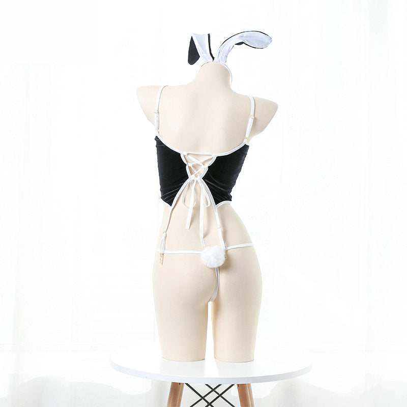 Strapy Role Play Lingerie Set White Sexy Bunny Costume