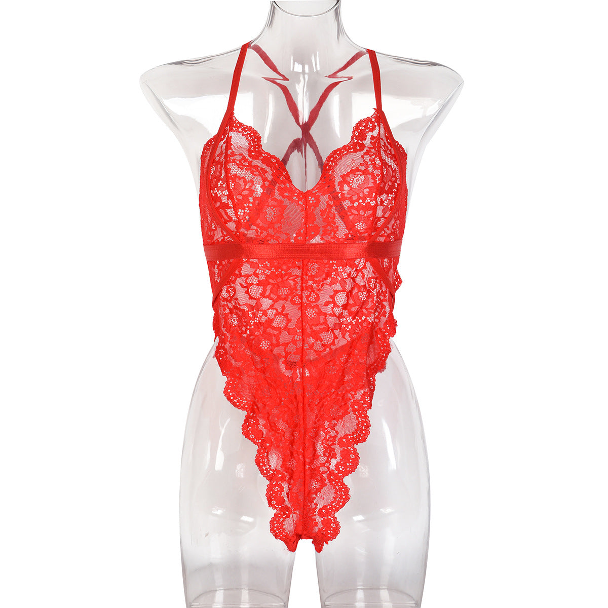 Red Sheer Lingerie Bodysuit Teddy