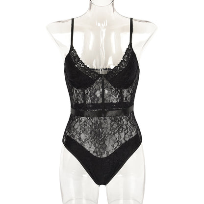 Sheer Lace Lingerie Bodysuit Teddy