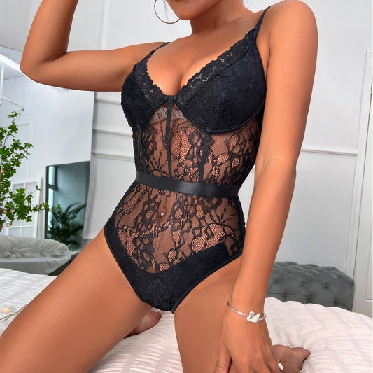 Sheer Lace Lingerie Bodysuit Teddy