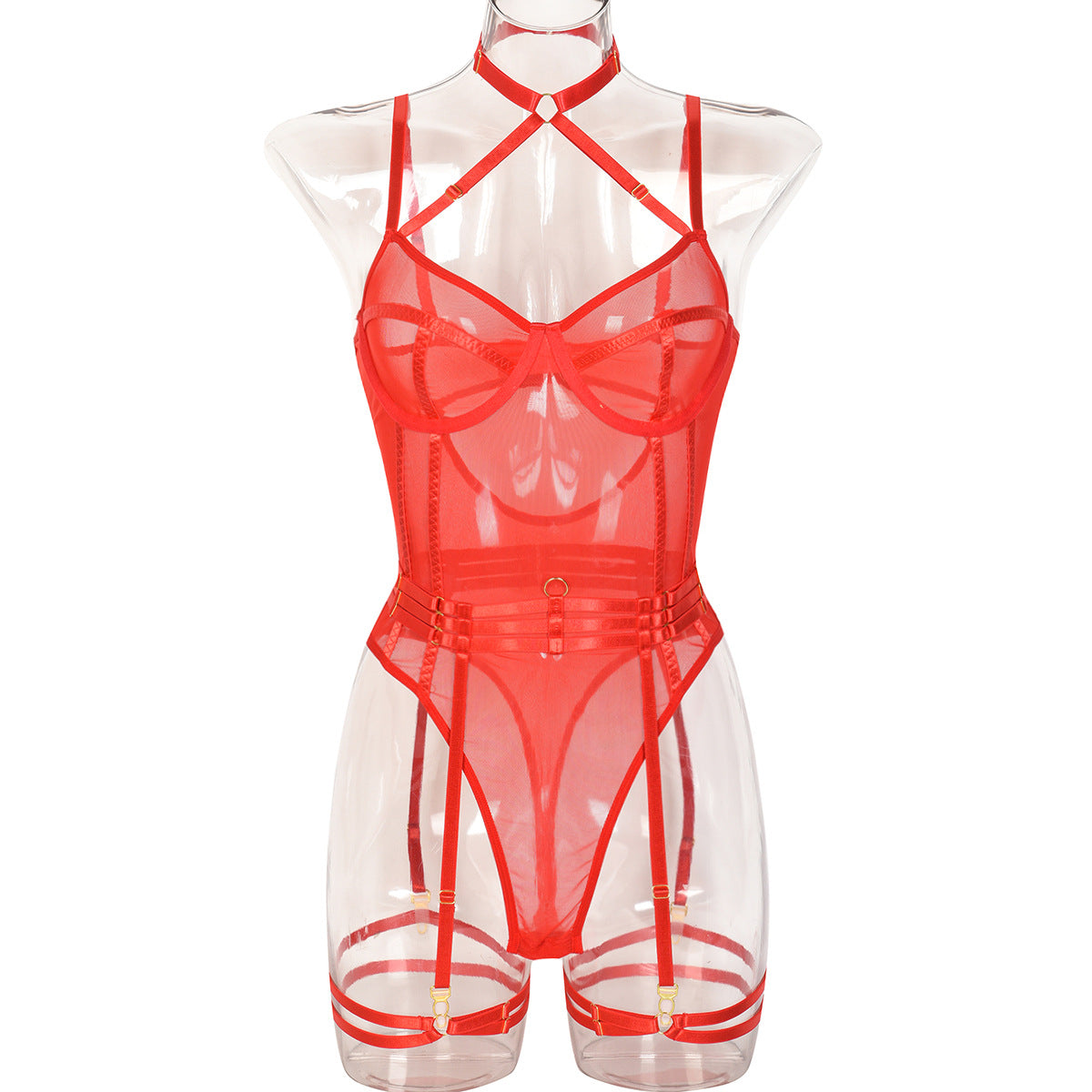 Womens Bondage Lingerie Bodysuit Teddy